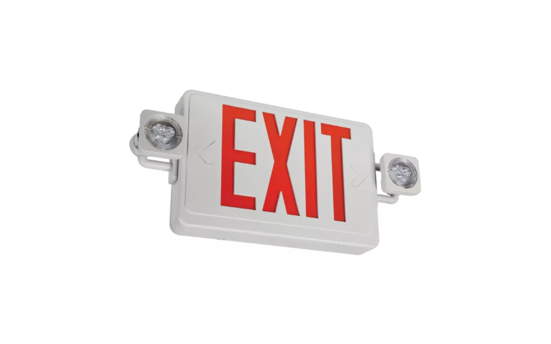Sure-Lites. APC7RGSQ30/APCH7RGSQ30. Square Headed Combination LED Exit Sign and Emergency Light Thermoplastic Housing with Selectable Red or Green Faces.